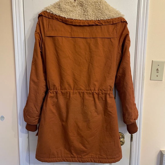 Dark orange long sherpa jacket - Picture 2 of 2
